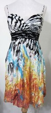 DAVE & JOHNNY S Dress Sequins Zebra PROM Cocktail Abstract Fire & Ice NEW