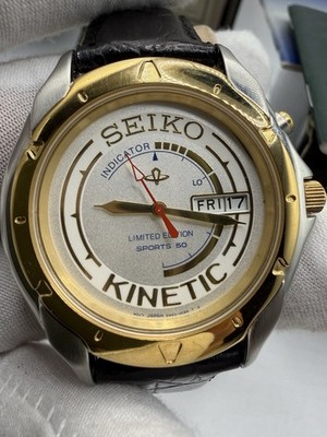 セイコー（SEIKO）Kinetic メンズ腕時計 Limited Edition Seiko Kinetic Mens Watch BlkLeatherStrap No
