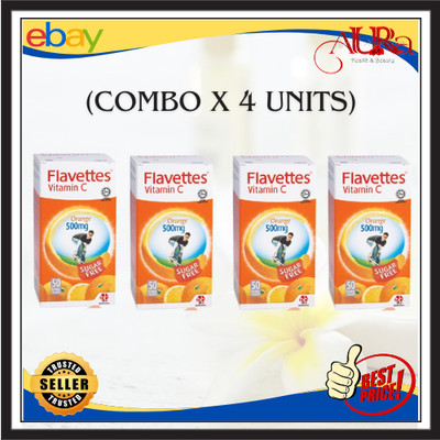 Flavettes Sugar Free Chewable Vit C 500mg (Orange) 50s X 4 units