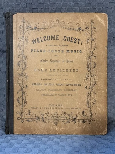 "The Welcome Guest" - Piano Forte Music Collection Antique HC 1863 19th Century
