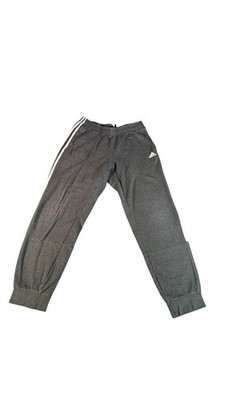 Adidas Men's Jogger Sweatpants Gray 3 Stripe Fleece Lined Athletic Pants Large