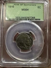 1916 5c Buffalo Nickel PCGS MS64 Early Tougher Date Gem Luster PQ *K1006