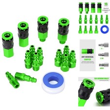 15pc 1/4" NPT Aluminum Air Coupler and Plug Kit Industrial Quick Connect Fitting