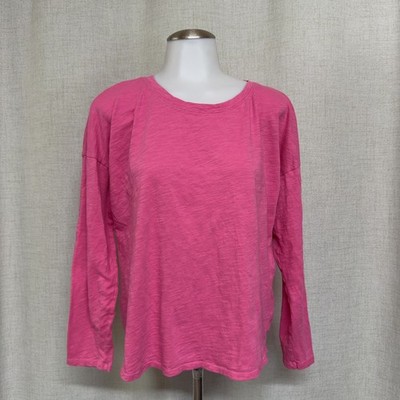 CASLON Pink Long Sleeve T-Shirt Top Organic Cotton Pullover sz M
