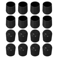Chair Leg Floor Protectors, 16pcs 1" - Plastic Round Chair Leg Caps (Black)