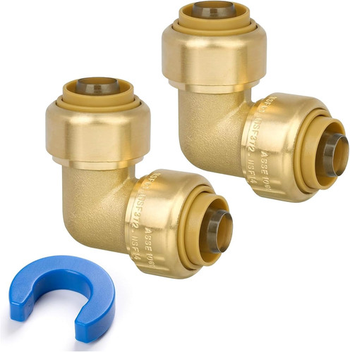 1/2" 90 Degree Elbow Pushfit, Push to Connect Brass Plumbing Fitting for Copper,