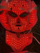 LED 7 Color Light Therapy Face  Neck Mask w/ Removable Micro-current Electrodes