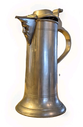 Antique Pewter Spouted Flagon - interior detail Hallmarks