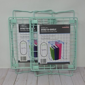 LockerMate STAC-A-SHELF Extra Tall Stackable Wire Locker Shelf 12" Teal (2 PACK)