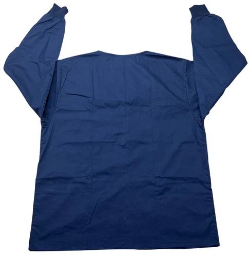 Scrub Jacket Unisex (L) Dark Royal Blue 2 Pocket Snaps Long Sleeves Medical NWOT image 2