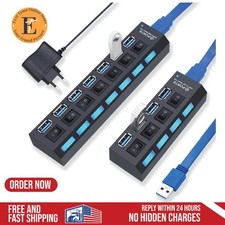 4/7 Port USB 2.0 / 3.0 Hub Splitter Adapter High Speed For PC Laptop Mac Desktop
