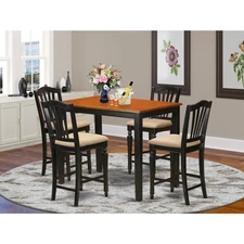 East West Furniture Yach5-blk-c 5 Piece Kitchen Dinette Table and 4 Counter Heig
