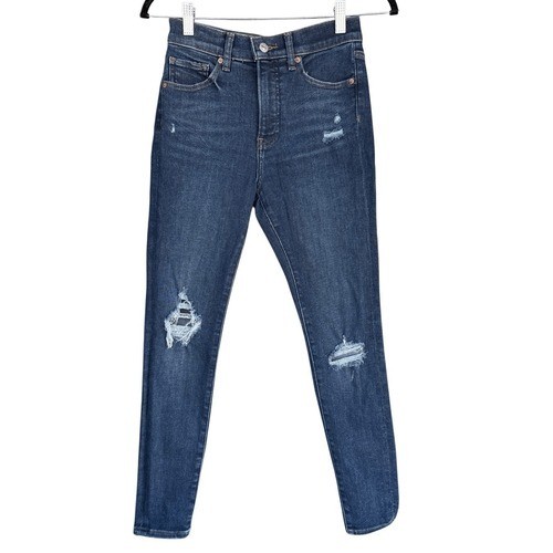 T5 Express Skinny Jeans 26 2 Regular Blue Distressed High Rise Stretch Denim