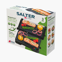 Salter Megastone Health Grill & Panini Maker Black Non-Stick Opens flat double 