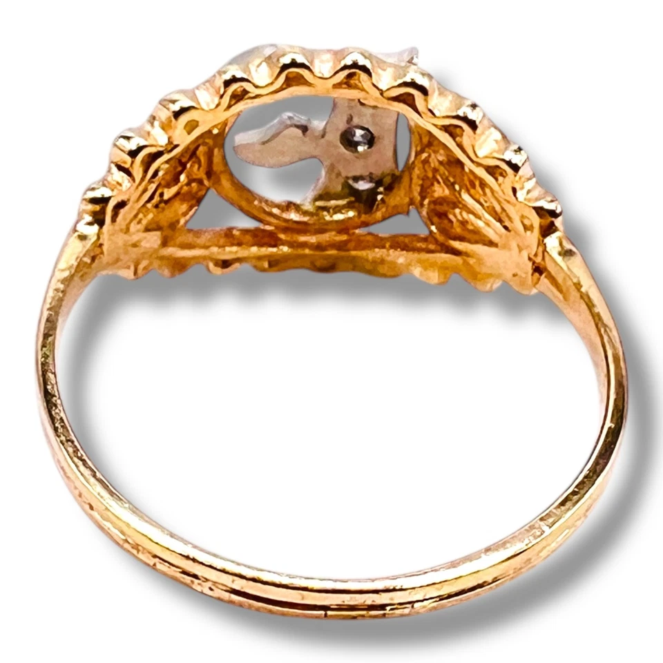 Initial Diamond Letter F Signet Solid 10k Yellow Gold Dome Band Ring SZ 5.75 - Image 3 of 4
