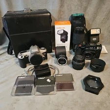 VTG Canon EOS Rebel G Sureshot Film SLR Camera Lens Filter Flash Lot Untested