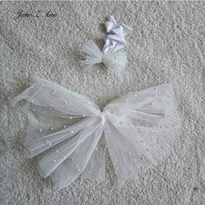 Newborn Baby Girl Studio Photography Clothing Burgundy Dress Headband Blue White