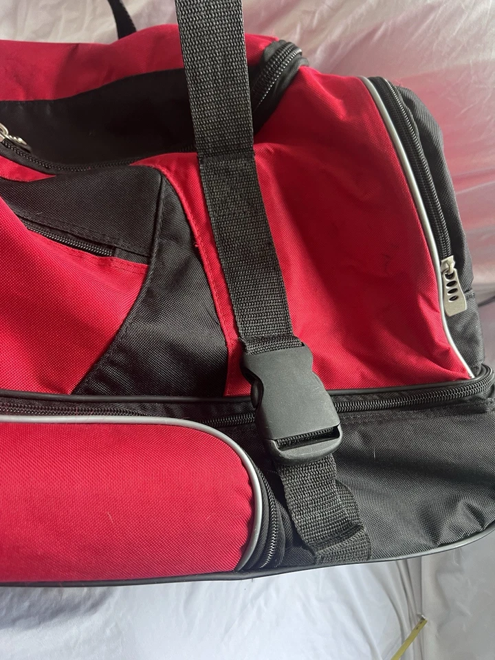 Bolsa de viaje a cuadros Protégé Rolling Gym L roja negra ruedas mango ajustable Foto 4 de 4