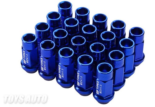 Godspeed 20pc Type3 50mm 29g Forged Rim Wheel Tuner Lug Nuts 12x1.5 Blue d - Picture 1 of 2
