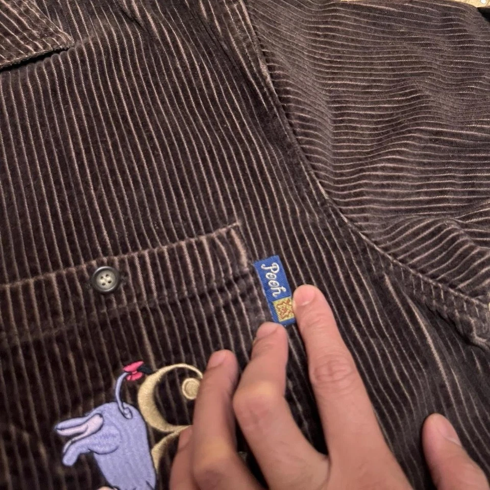 Винтажная рубашка Pooh Corduroy на пуговицах с длинным рукавом Eeyore Disney размер большой - Изображение 4 из 4