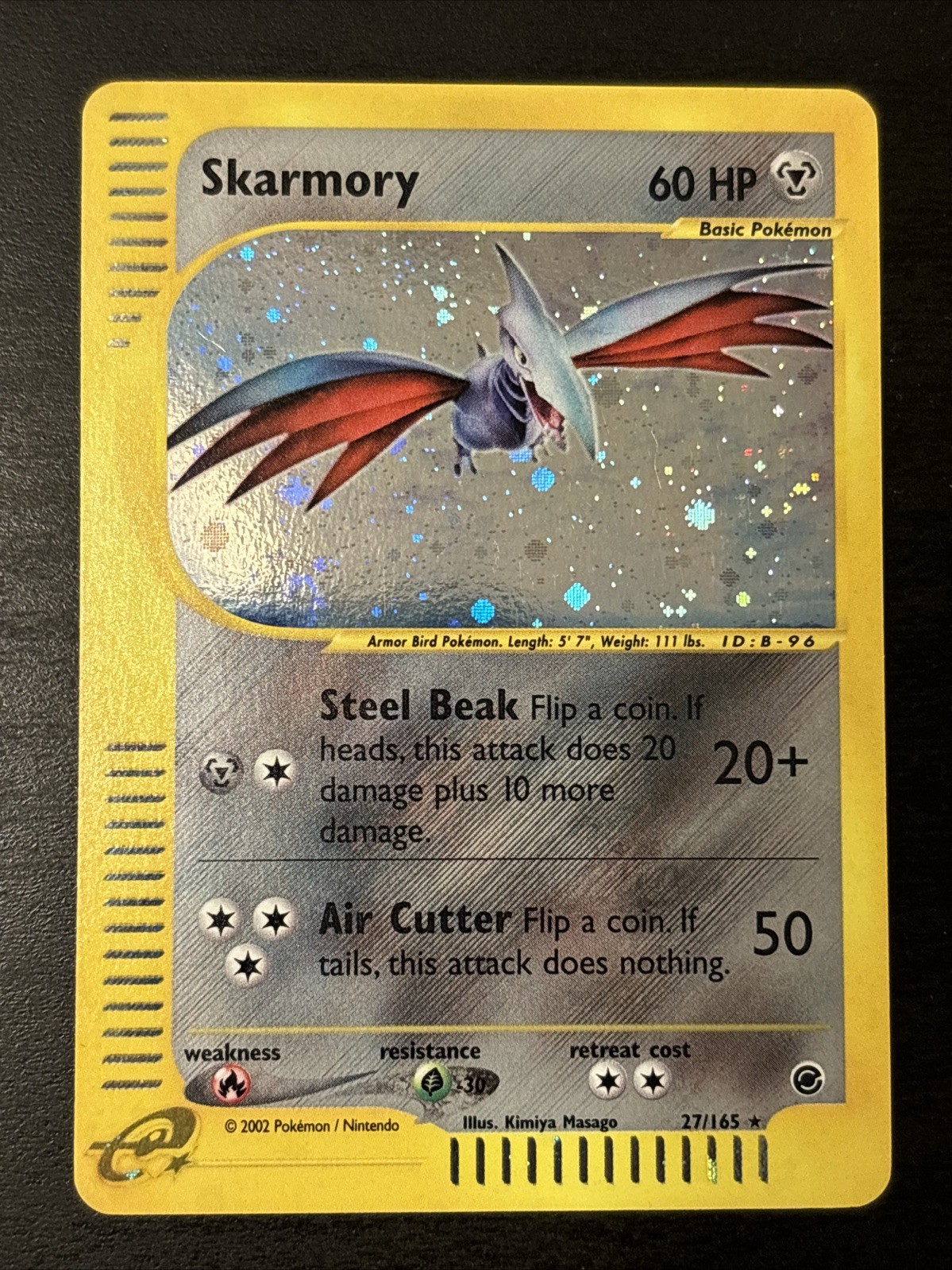 Skarmory 027/165 Expedition Base Set Holo Rare Pokemon TCG E Series Swirl! Nm