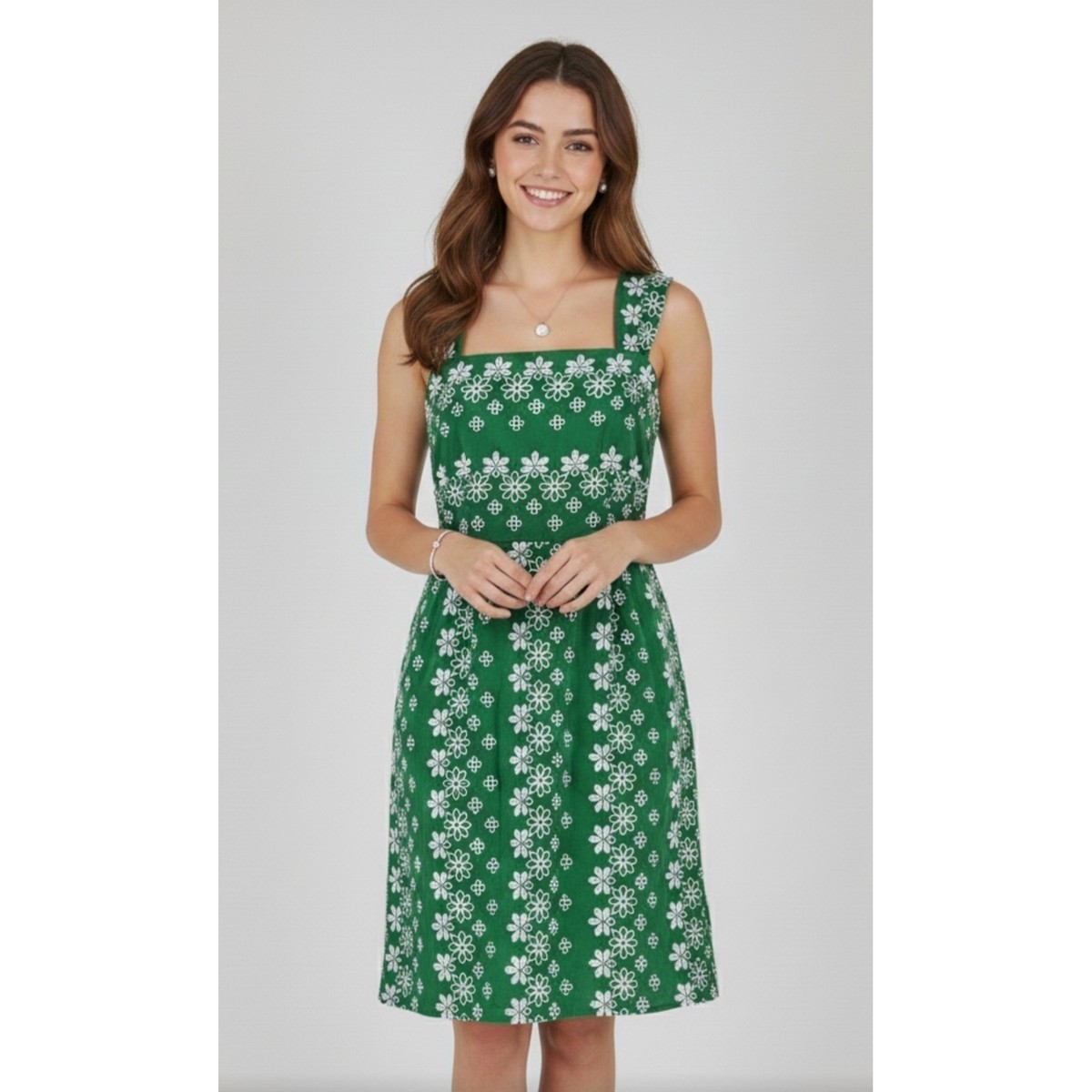Ann Taylor Sheath Dress Womens 12 Green Floral Eyelet Embroidered Cotton  NEW | eBay