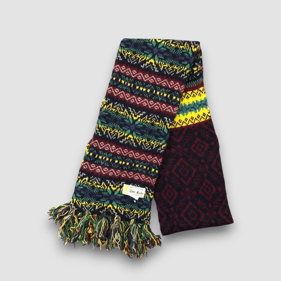 Bufanda de lana clásica de colección Robert Mackie punto acanalado silenciador invierno cuello bufandas Foto 3 de 4