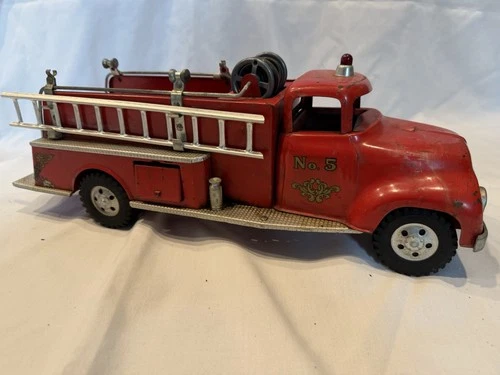 Vintage Tonka Tin Toy Fire Truck No. 5 Red Ladder Hose for Ages 17 Years & Up
