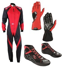 OMP KS-3X Kart Karting Racing SET Suit Shoes Gloves Pack Red/Black