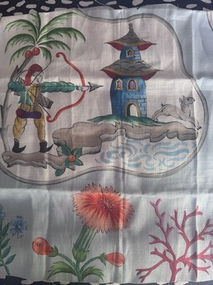 Clarence House Jeux Chinois Fabric in Robin Egg Blue  Remnants-  2 Pieces