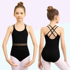 Girls Double Camisole Leotards Strap Gymnastic Leotards Ballerina Bodysuits