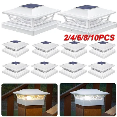 UMEXUS 2-10x Solar Post Deck Cap Lights Outdoor Fence Dock 4x4/6x6 LED Lamp PVC Vinyl