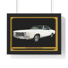 Iconic 1972 Chevrolet Monte Carlo Classic Car Poster - Stunning White Muscle