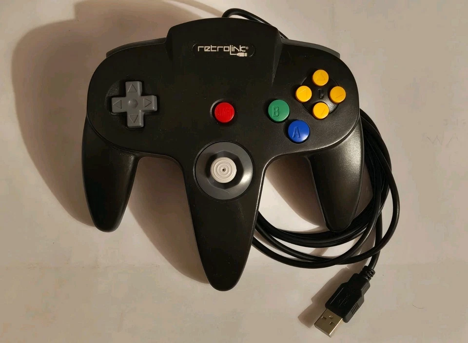 2x Controladores USB con cable Retrolink para PC y Mac negros estilo Nintendo 64 Foto 2 de 4