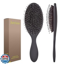 Jurrissa Boar Bristles Hair Brush for Women and Men, Detangling Hair Brush fo