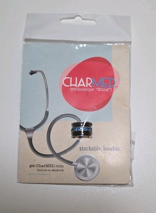 CharMed Crystal Stethoscope Bling Charm Blue Line Support Police New Gift Nurse