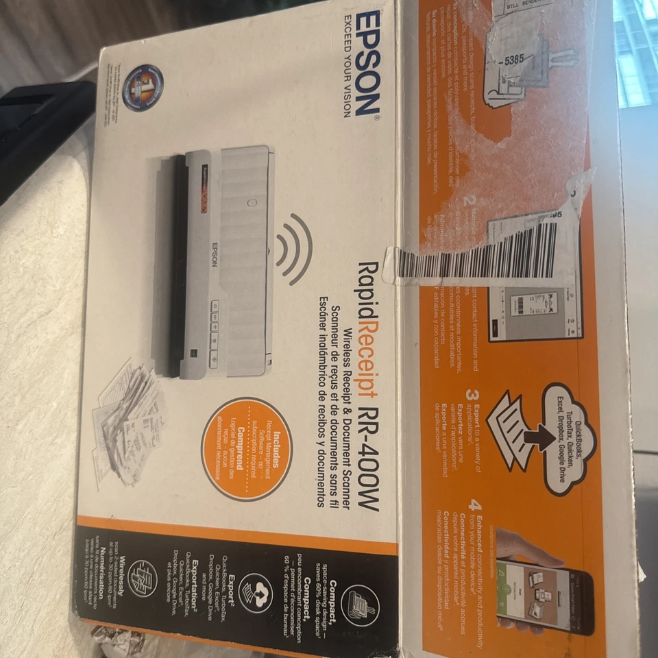 Epson RapidReceipt RR-400W Compact Wireless Desktop Receipt and Docs Scanner - Image 3 of 3