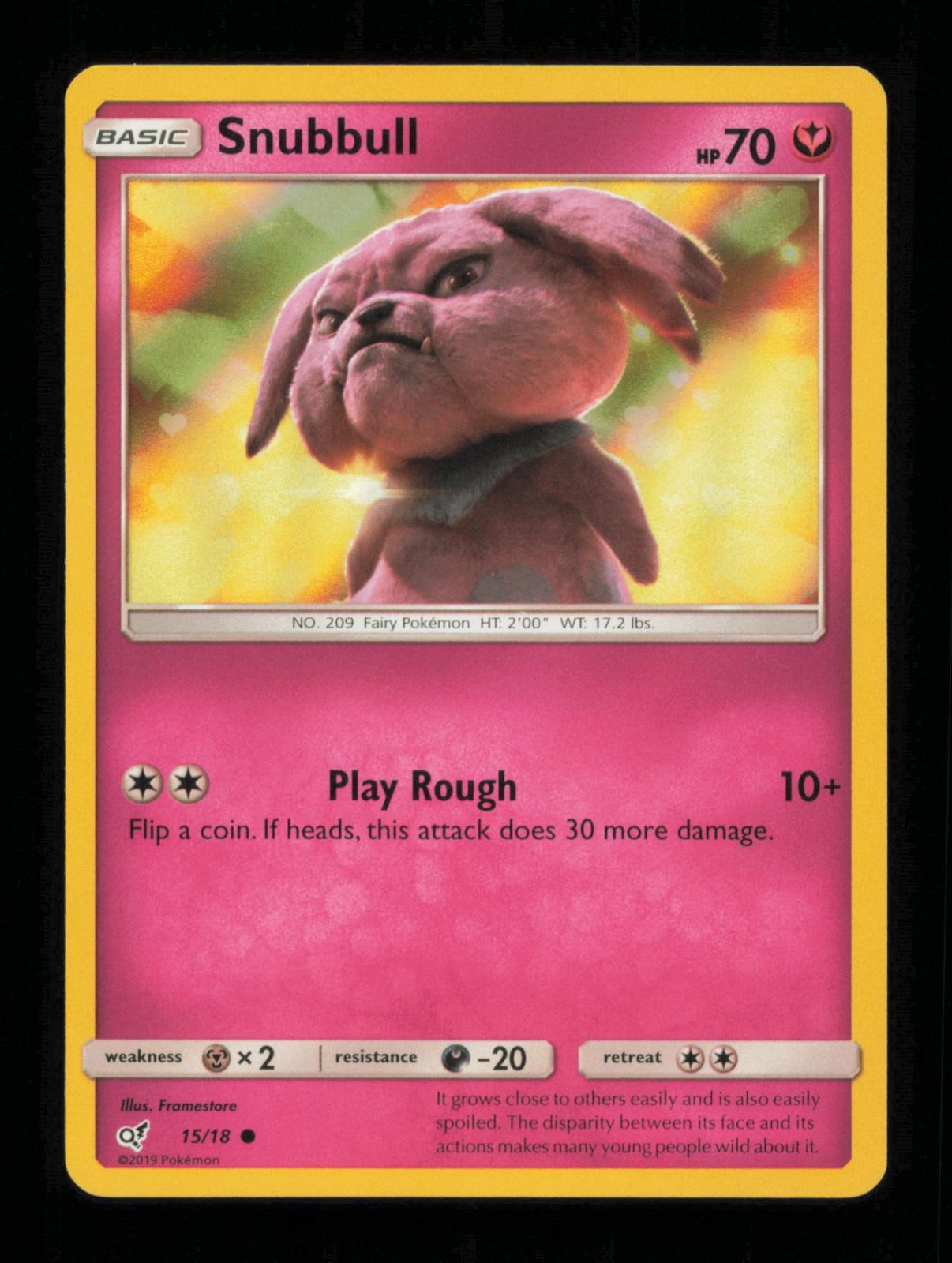 Snubbull 15/18 Common Detective Pikachu Pokemon Holo Lightly Played