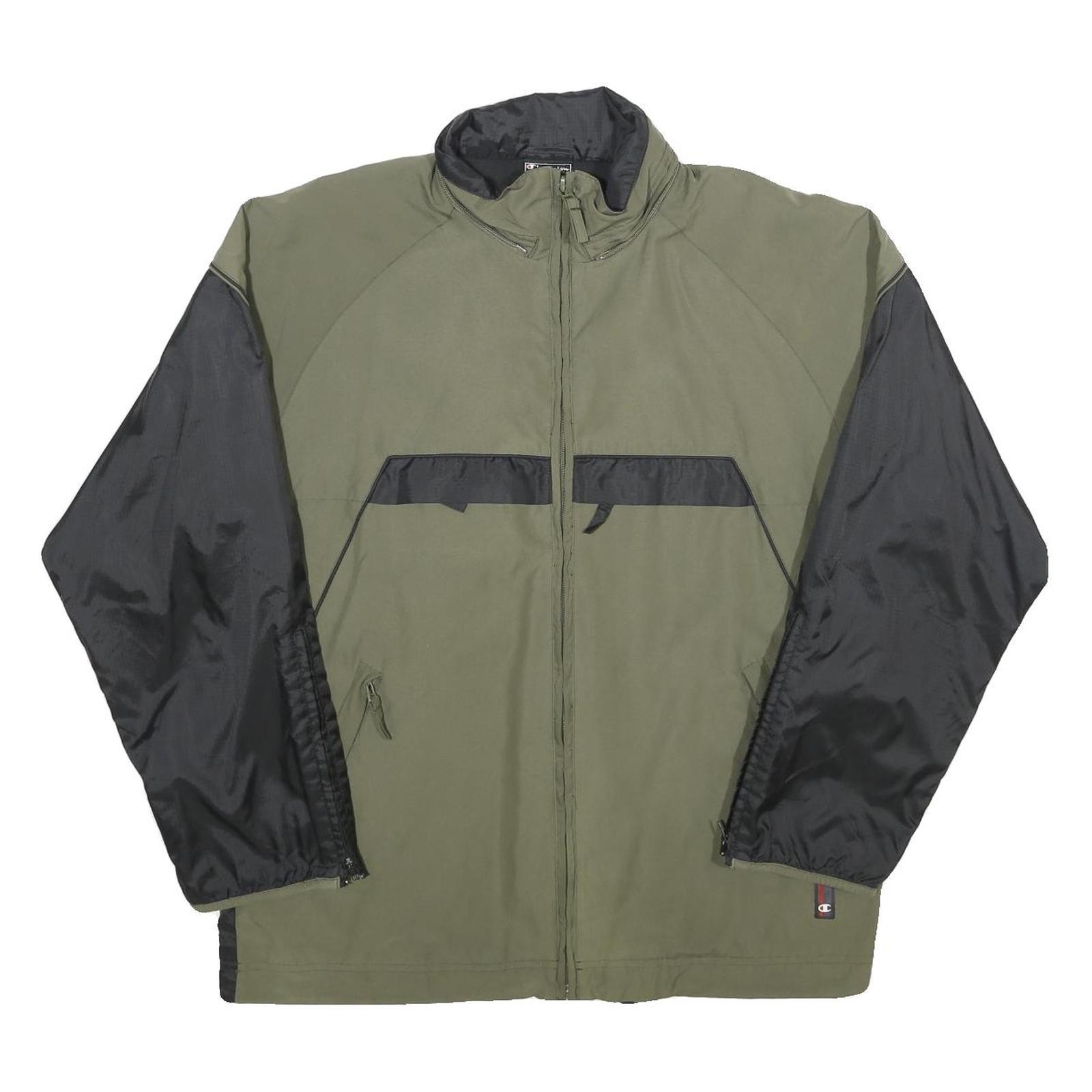 Chaqueta CHAMPION Para Hombres Verde y Negro Bloques de Color S Mezcla de Poliéster Cremallera Exterior
