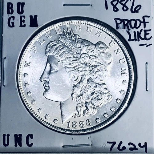 1886 BU GEM MORGAN SILVER DOLLAR UNC MS+++ U.S. MINT RARE COIN 7624