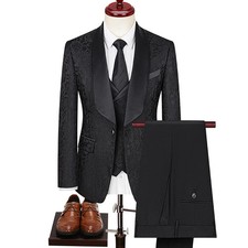 Large-Sized Jacquard Men's Suit for Wedding Dress Suit Set Performance Costume