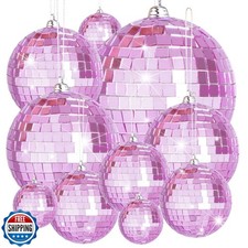 10 Pieces Disco Mirror Balls Silver Hanging Ball for 50s 60s 70s Disco DJ Lig
