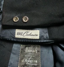 Vintage Harrods London D'Avenza Roma 100% pure cashmere classic black blazer 38R