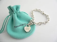 Tiffany & Co Heart Bracelet Love Match Padlock Charm Link Bangle Silver Gift TCo