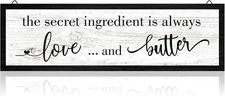 Funny Love and Butter Kitchen Sign - Rustic Farmhouse Wall Decor 15.7x4.7 Inch