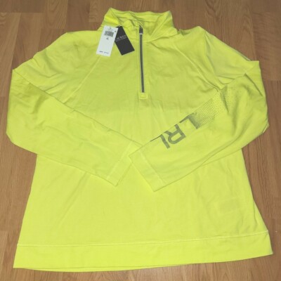 $80 Ralph Lauren Neon Yellow 1/4 Zip Long Sleeve Pullover Shirt Women's XL NWT