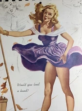 1950 Pin Up Calendar Girl One Page Artist Elliot Hollywood California Leggy