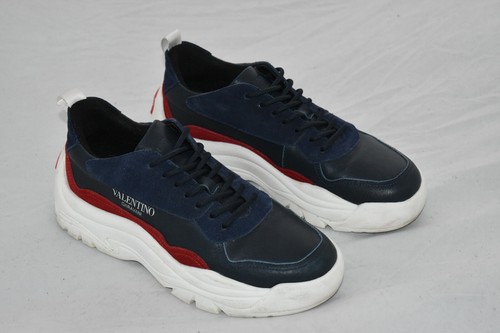 Valentino Gumboy Calfskin Suede Navy White Trainers Sneakers Mens EU 41 UK 7 - Picture 3 of 12
