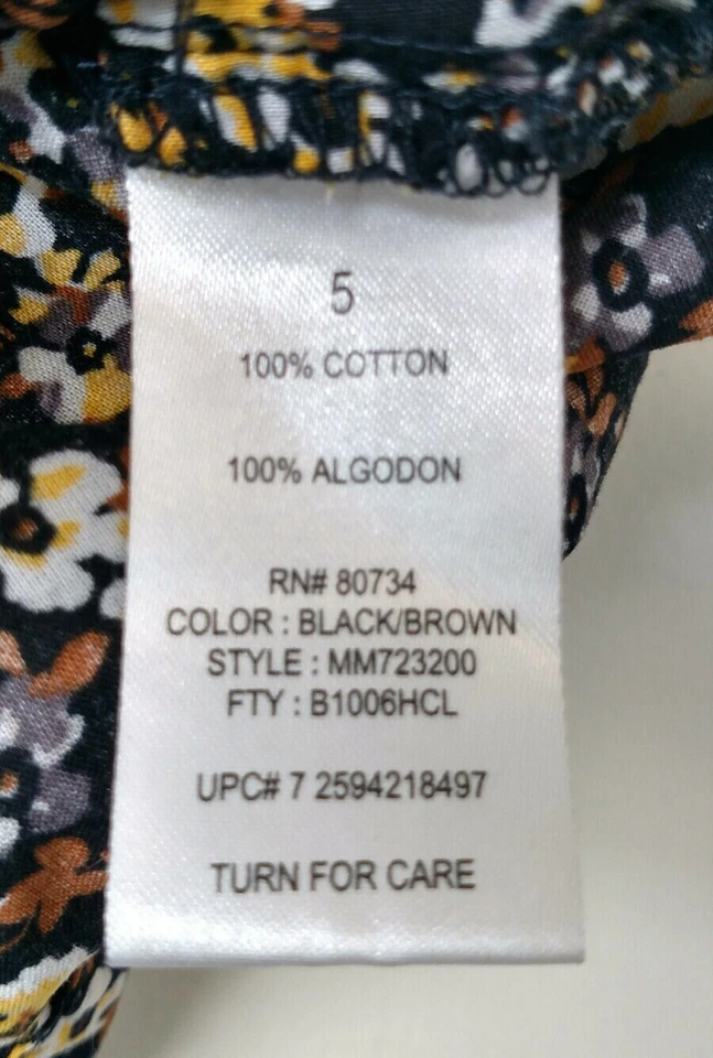 PANTALONES CORTOS MILY CYRUS MAX AZRIA talla 5 negros con flores amarillas y blancas marrón   Foto 4 de 4