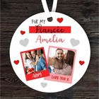 Romantic Gift For Fianc�e Hearts Photo Round Personalised Hanging Ornament